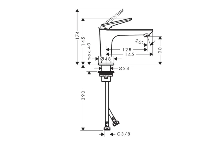 Змішувач Axor Citterio C 90 Cubic cut CoolStart для умивальника, Chrome (49021000) image 2