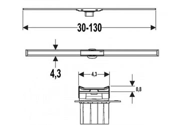 Декоративна накладка CleanLine60 на дренажний канал, полірована матова металева L30-130см 154.457.KS.1 зображення 3