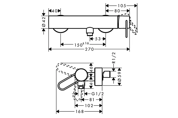 Змішувач Axor Uno для душу, ручка Loop, Brushed Black Chrome 38621340 image 2