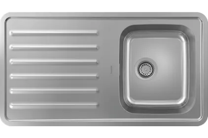 Кухонна мийка S4111-F340 на стільницю 915х505 з сифоном (43340800) Stainless Steel