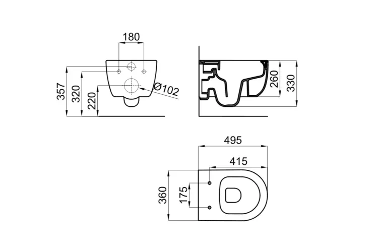 ACRO COMPACT Унітаз підвісний 49 см, з кріпленням, білий мат (100280846) image 3