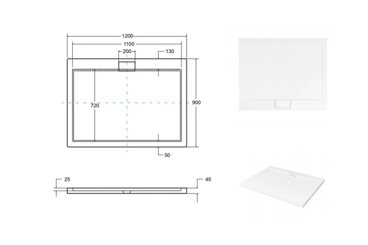 Піддон прямокутний AXIM 120x90х4.5 + сифон image 4