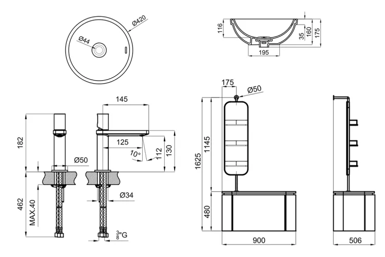Pack FORMA Almond, Комплект меблів для ванної кімнати + змішувач chrome+almond (100317356) зображення 7