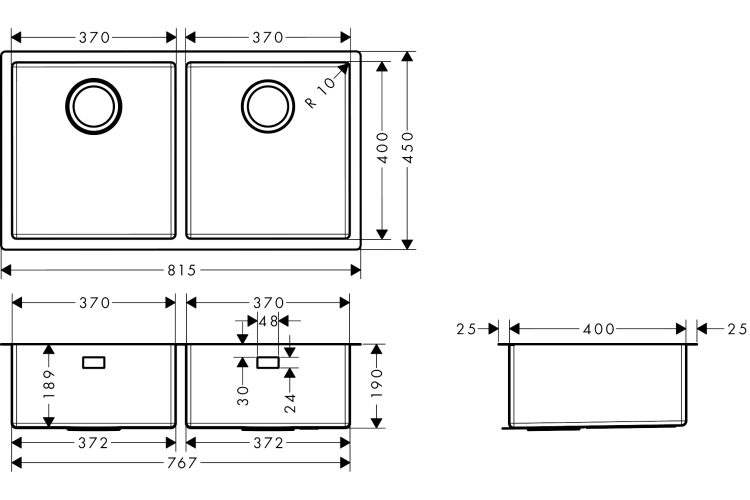 Кухонна мийка S719-U765  під стільницю 815х450 на дві чаші 370/370 (43430800) Stainless Steel image 2