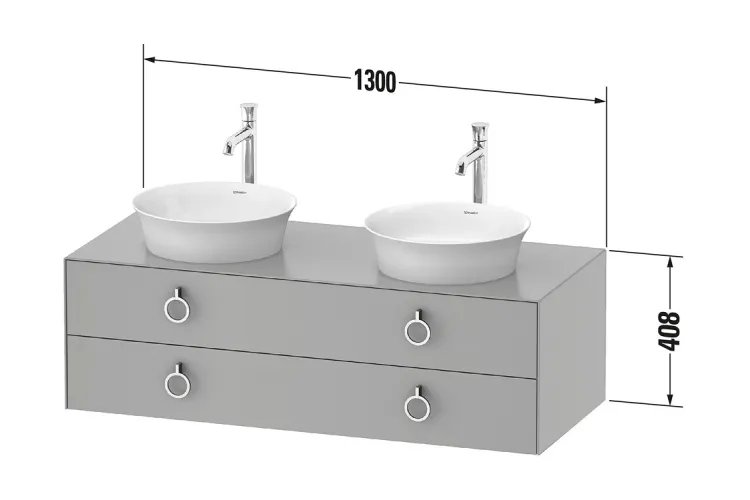 WHITE TULIP Консольна тумба під 2 умивальники 130х55 см (WT4993B8585) White High Gloss Lacquer зображення 5