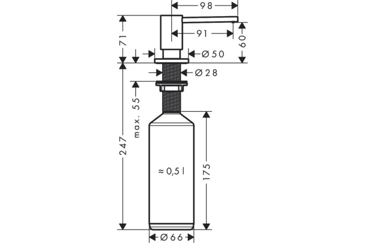 Дозатор кухонний A41 для миючого засобу 500 ml врізний Matt Black (40438670) зображення 3