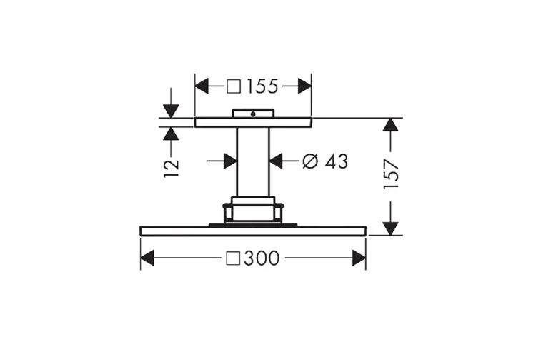 Верхній душ Axor 300х300 1jet P з тримачем зі стелі, Polished Black Chrome (35316330) image 2