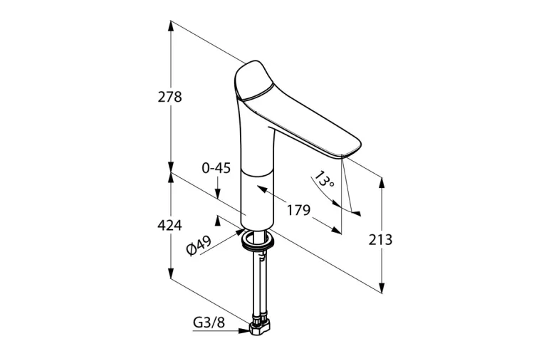 Змішувач для умивальника AMBIENTA h 213 мм (532960575) image 3