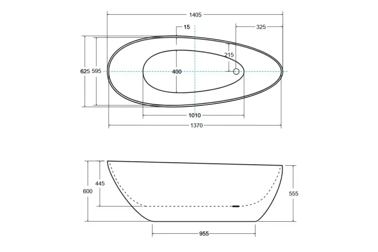 Ванна акрилова GOYA  XS ретро 142x62 з сифоном клік-клак gun metal зображення 4