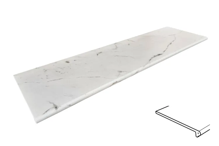 MARBLE CARRARA BLANCO Peldano redondo 970180 сходинка заокруглена з капіносом 119.7x33x1.4 PZ724 (керамограніт) зображення 1