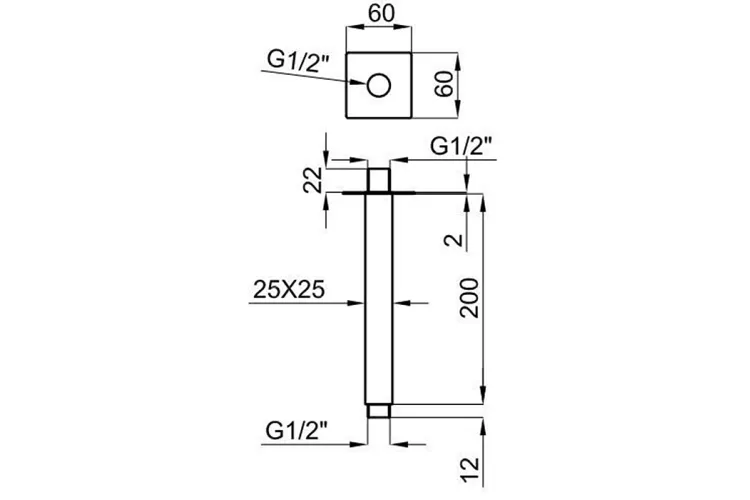 COMPLEMENTOS Кронштейн 20 см. Square: підключення 1/2", колір хромований (100047346) image 2