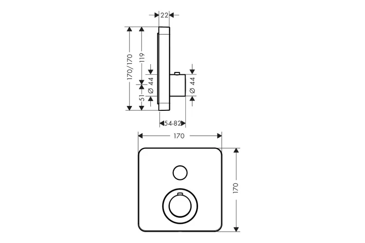 Термостат на 1 споживач Axor ShowerSelect, Polished Black Chrome 36705330 зображення 2