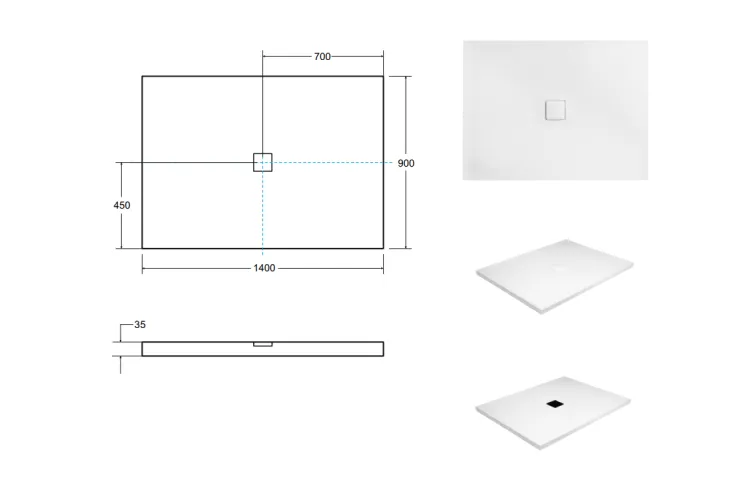 Піддон прямокутний NOX Ultraslim 140x90x3.5 + сифон image 3