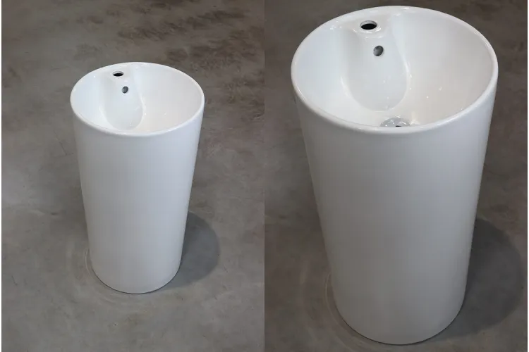 RADILLO-BIA Умивальник вільностоячий з отвором під змішувач 41x41x82, glossy white зображення 2