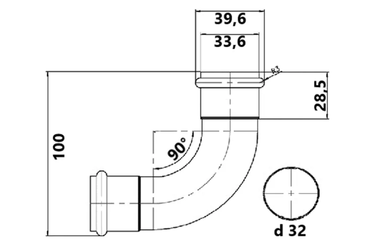 Коліно 32x32 латунь RS13 зображення 2