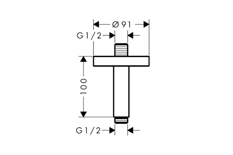 Кронштейн AXOR 100 мм для верхнього душу зі стелі, Brushed Brass (26432950) зображення 2