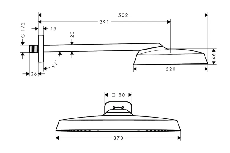 Верхній душ Axor ShowerSphere 370х220 1jet EcoSmart з кронштейном, Polished Gold Optic (39749990) image 2