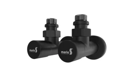 Комплект кутових круглих кранів для радіаторів 2 шт чорний мат