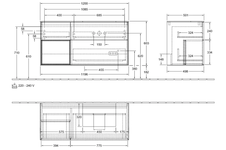 FINION Тумба під умивальник 120x60,3x50,1 Walnut Veneer/Black Matt Lacquer (F142PDGN) зображення 2