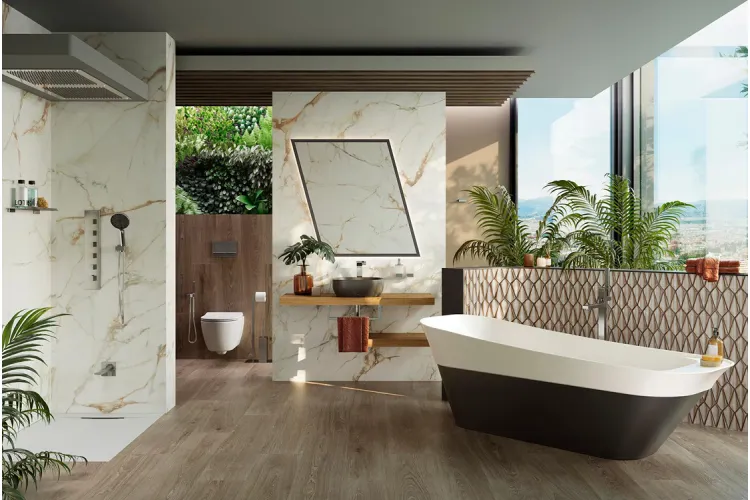 Smart-line, Кнопка змиву подвійна, з керамічною вставкою, chrome_marquina stone (100360467) image 3