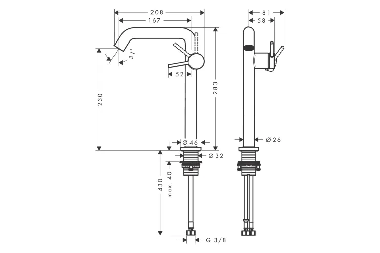 Змішувач Tecturis S 240 Fine CoolStart для умивальника без донного клапана, Matt White (73372700) image 3