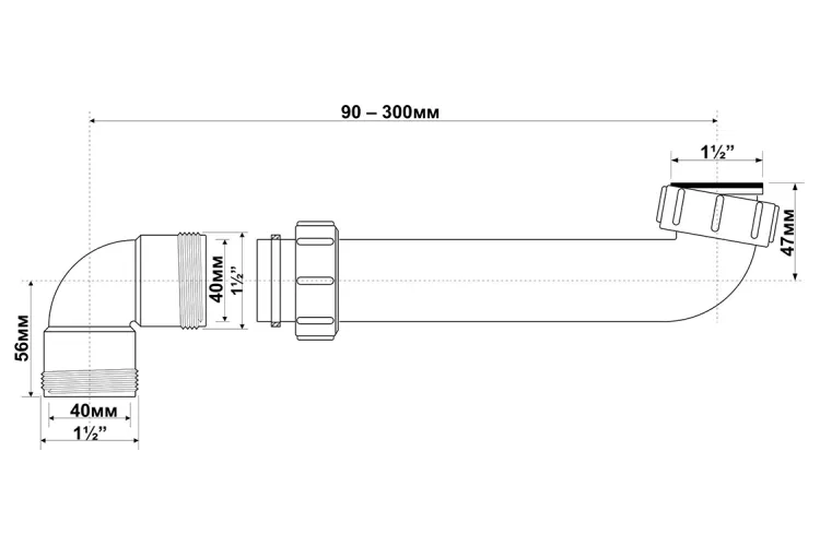 Подовжувач до сифона для кухонної мийки 1.1/2х1.1/2 HC13 image 2