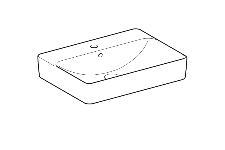 Умивальник на стільницю VARIFORM прямокутний, з поличкою для отвору під змішувач, з переливом 60 см (500.780.01.2) image 2
