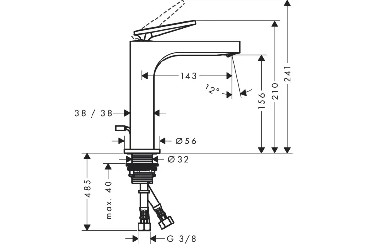 Змішувач Axor Citterio 160 Lever rhombic cut для умивальника pop-up Chrome 39071000 image 2