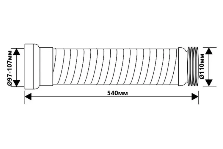Труба еластична до унітазу 540 мм WC3 зображення 2