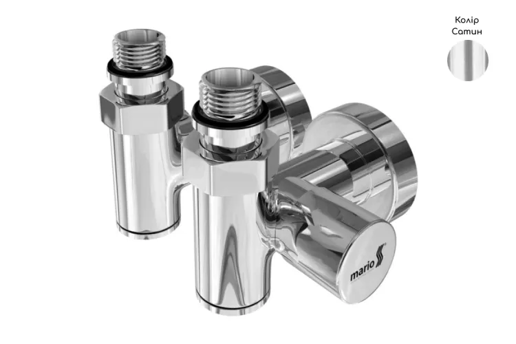 Кран кутовий під ТЕН комплект 2 шт, сатин image 1