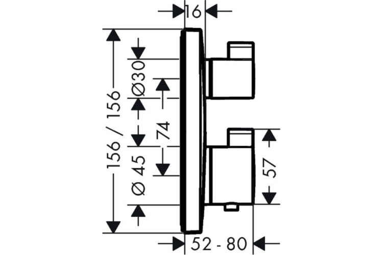 Термостат прихованого монтажу Ecostat Square, запірно-перемикаючий вентиль, 2-ох режимний Matt White (15714700) image 2