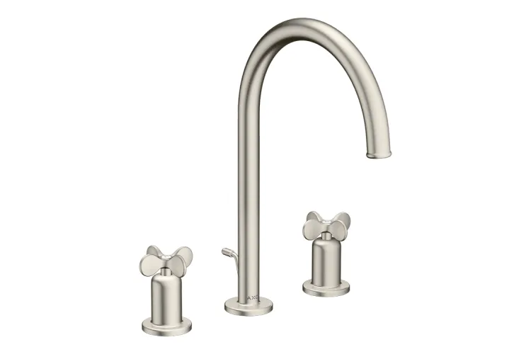 Змішувач Axor Archivio 190 Cross для умивальника на 3 отвори, Stainless Steel Optic 34027800 зображення 1