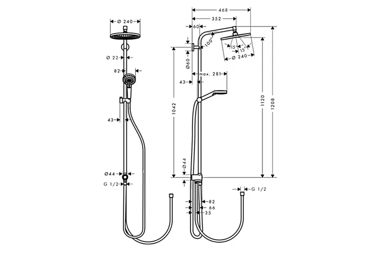 Душова система Crometta S Showerpipe Reno 240 1jet  (27270000) image 2