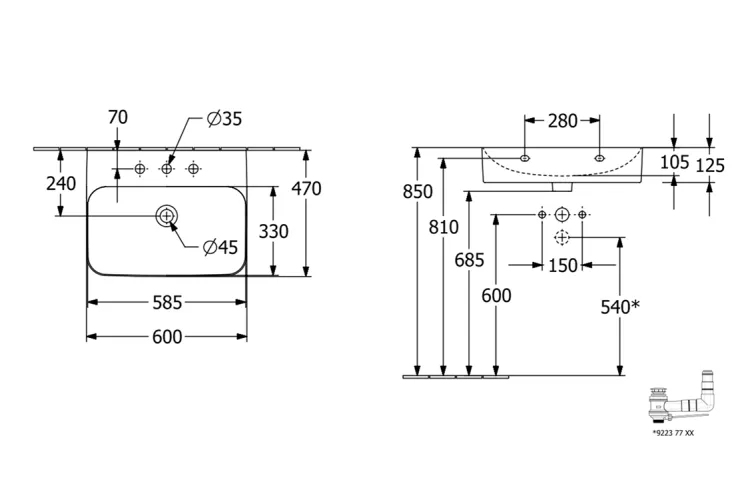 FINION Умивальник 60x47 см настінний (416861R1) зображення 4