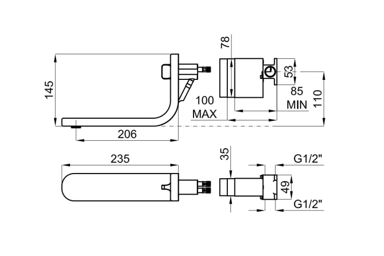 LOUNGE FLUID, Змішувач для умивальника з керамічним катриджем d25 мм, підключення 1/2", matt black (100362259) image 2