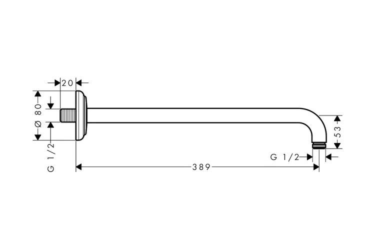Кронштейн для верхнього душу 389 мм Classic, Stainless Steel Optic (27348800) зображення 2