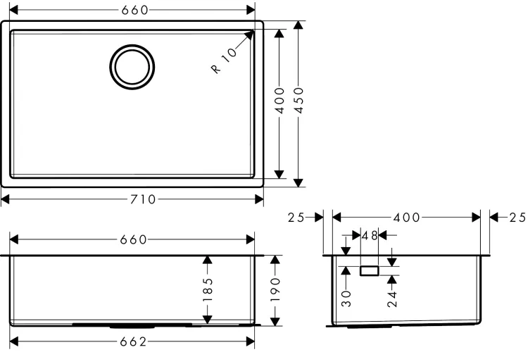 Кухонна мийка S719-U660 під стільницю 710х450 сталь (43428800) Stainless Steel image 4