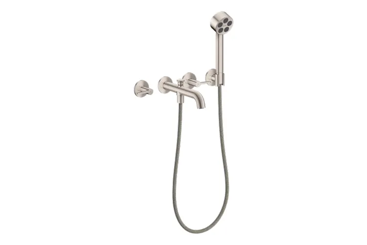 Змішувач AXOR One для ванни врізний зі стіни на 3 отвори, Stainless Steel Optic (48444800) image 1