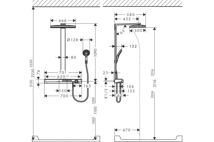 Душова система Rainmaker Select Showerpipe 460 2jet з термостатом, колір білий/хром  (27109400) зображення 2