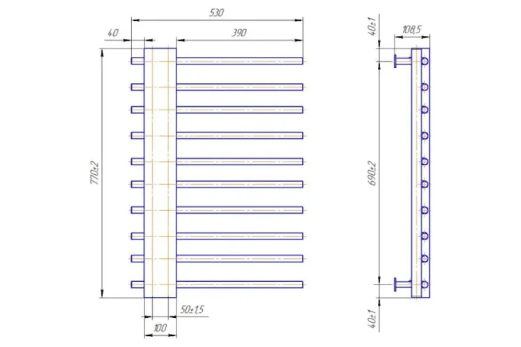 Рушникосушка INOX Комфорт 770х530/50 зображення 4
