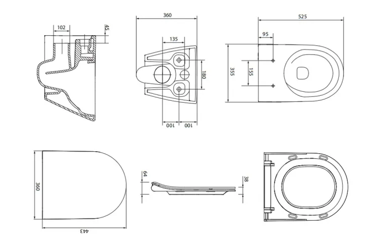СЕТ C199  Унітаз підвісний CITY PRO VORTEX + сидіння Slim дюропласт повільного падіння зображення 2