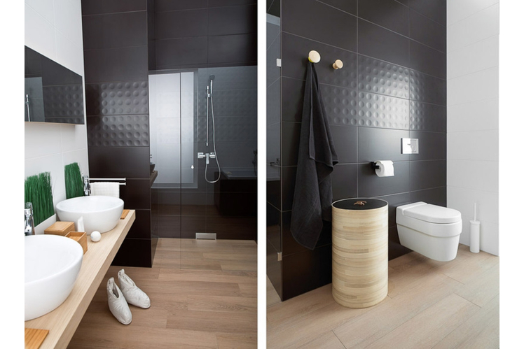 дизайн чорно-білої ванної кімнати плиткою PARADYZ MODUL/PURIOПОМПЕЇ. Фото 6