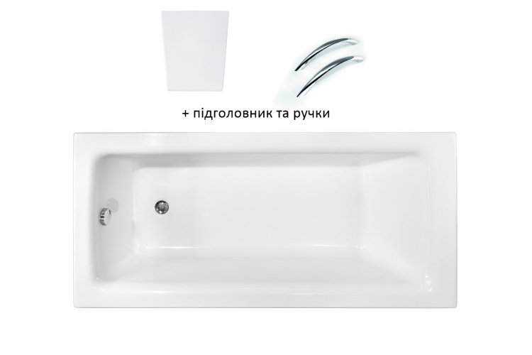Ванна акрилова TALIA 170х75 Premium (підголовник+ручки) без ніг / без обудови зображення 1