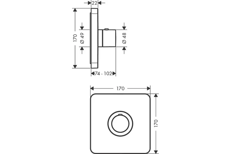 Термостат Axor ShowerSelect Highflow прихованого монтажу, хром 36711000 зображення 2