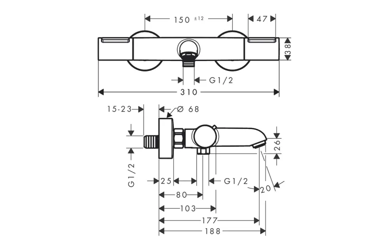 Змішувач з термостатом для ванни Ecostat Element, Brushed Bronze (13347140) зображення 2