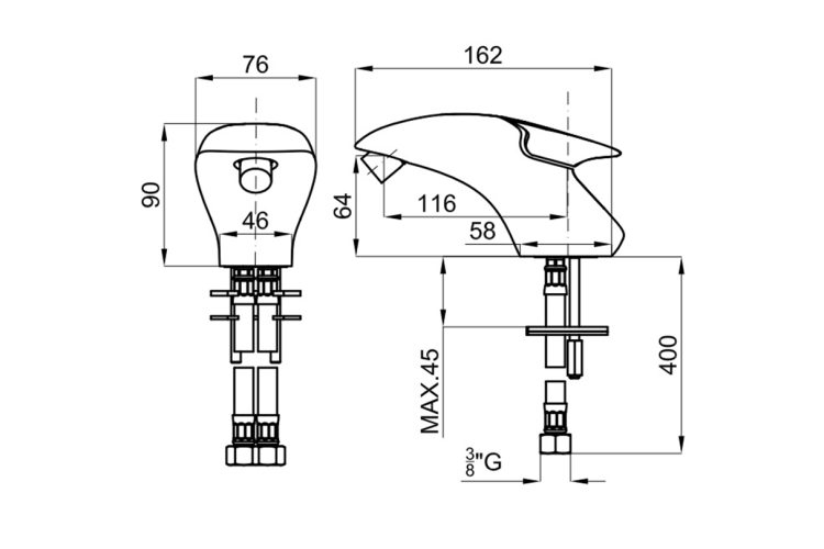 VITAE Змішувач для біде хромований: аератор “plus” + картридж 25 мм, підключення 3/8" (100181804) зображення 2