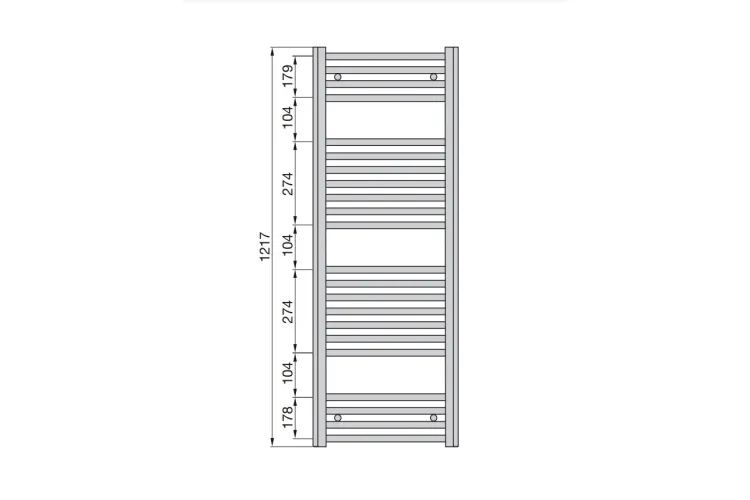 Рушникосушка AURA 1217х500 сталь RAL9016 Traffic White gloss  (PBN-120-050) зображення 2