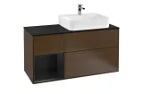 FINION Тумба під умивальник 120x60,3x50,1 Walnut Veneer/Black Matt Lacquer (F142PDGN)