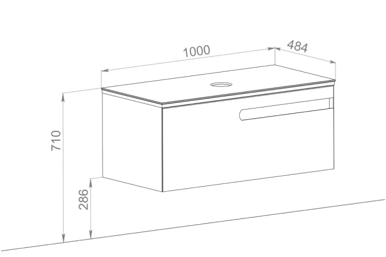 Тумба ОСТІН зі стільницею керамограніт Namibia Black 100 см (консольна), білий мат, без умивальника зображення 6