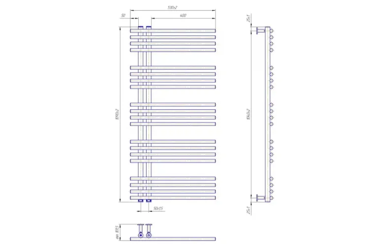 Рушникосушка INOX Преміум Марсель 1090х530/50 чорний мат зображення 2